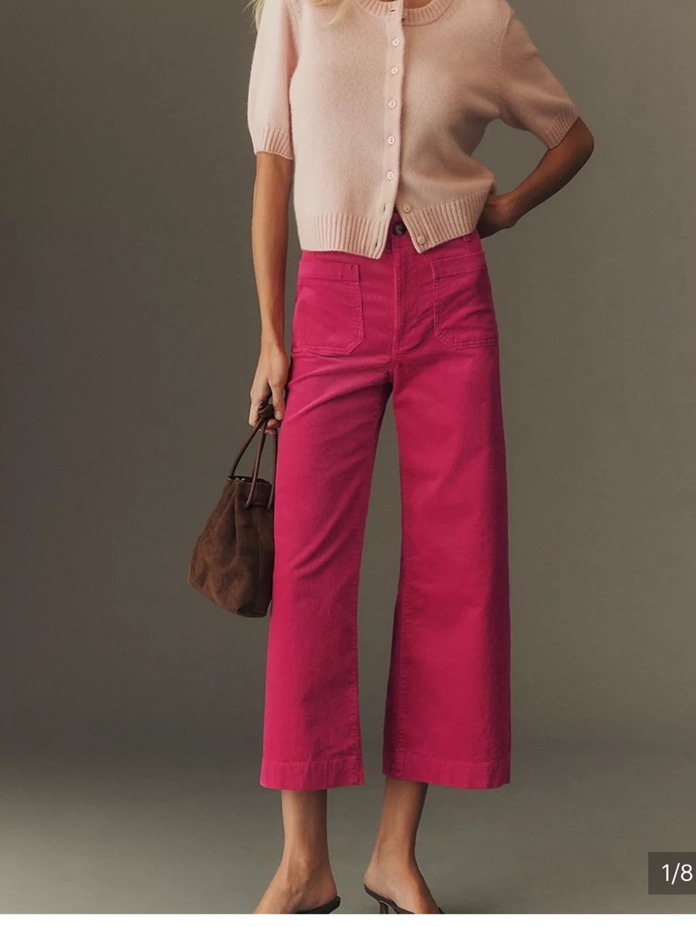 Anthropologie Pink Cropped Wide-Leg Pants
